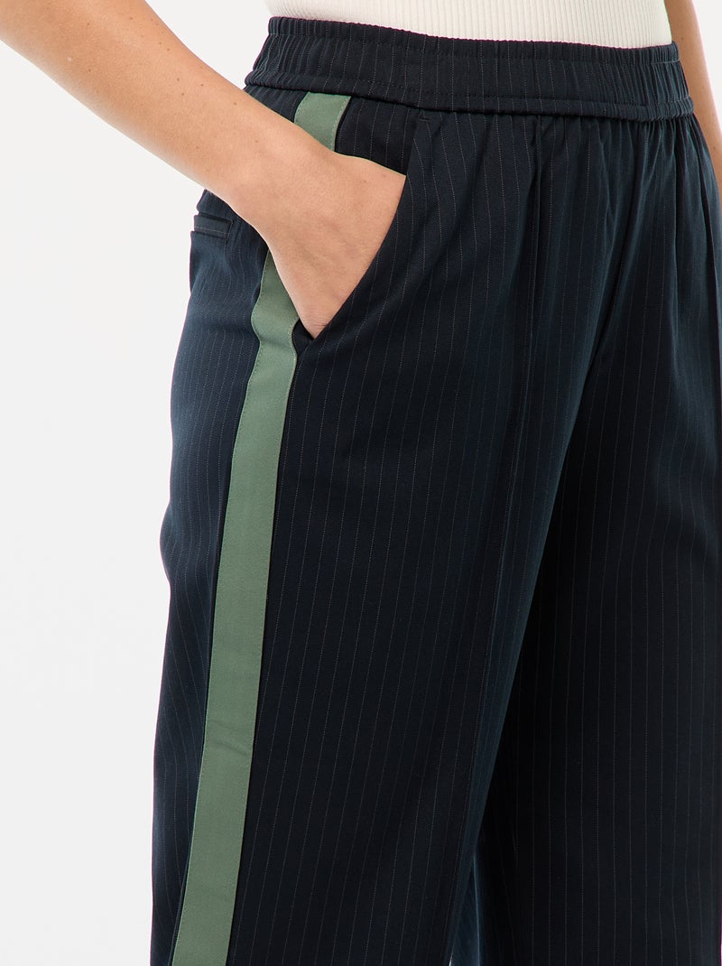 Pantalon à pinces avec bandes sur le côté Bleu - Kiabi