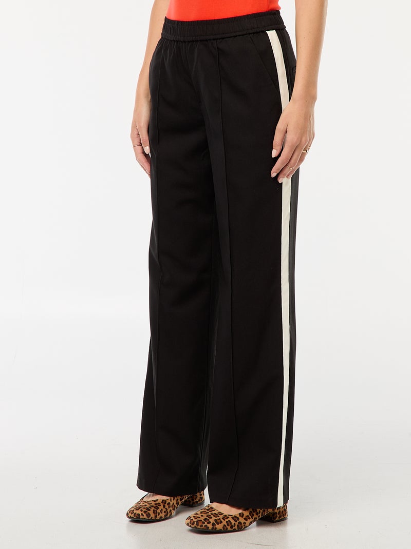 Pantalon à pinces avec bandes sur le côté Noir - Kiabi