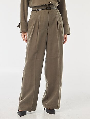 Pantalon à pinces avec ceinture intégrée