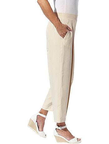 Pantalon à Pinces Imitation Lin De Qualité Supérieure - Taille Standard - Moda Vilona