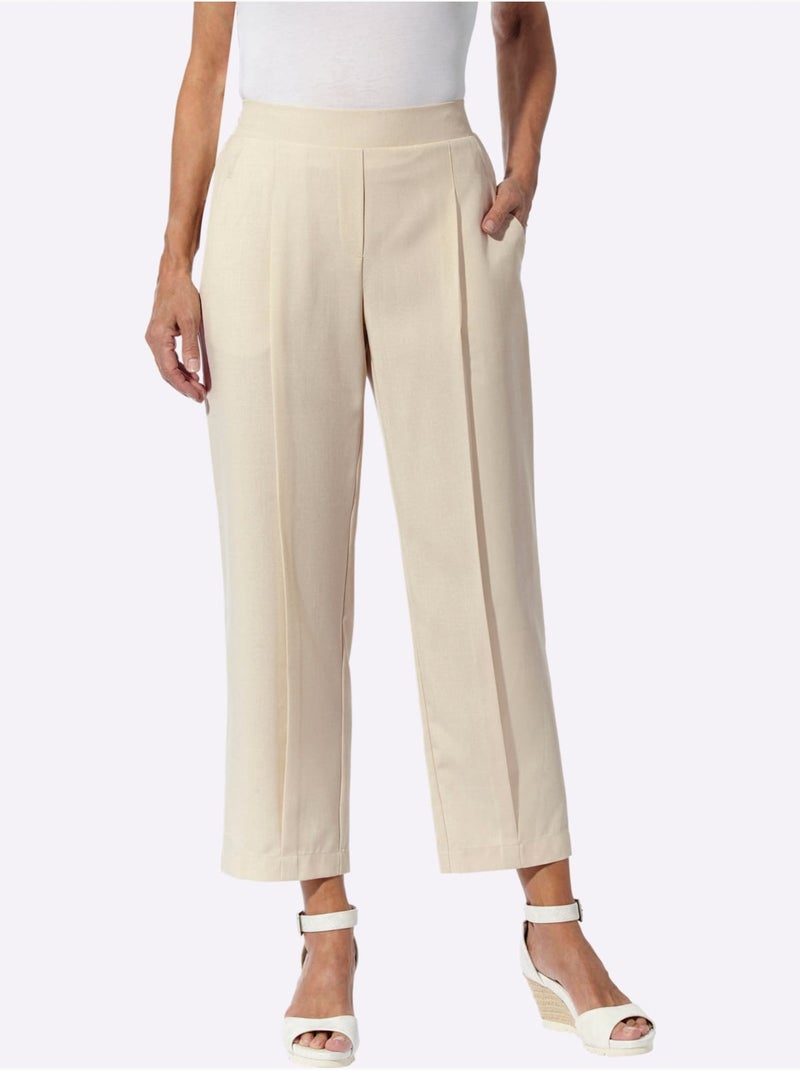 Pantalon à Pinces Imitation Lin De Qualité Supérieure - Taille Standard - Moda Vilona Sable - Kiabi