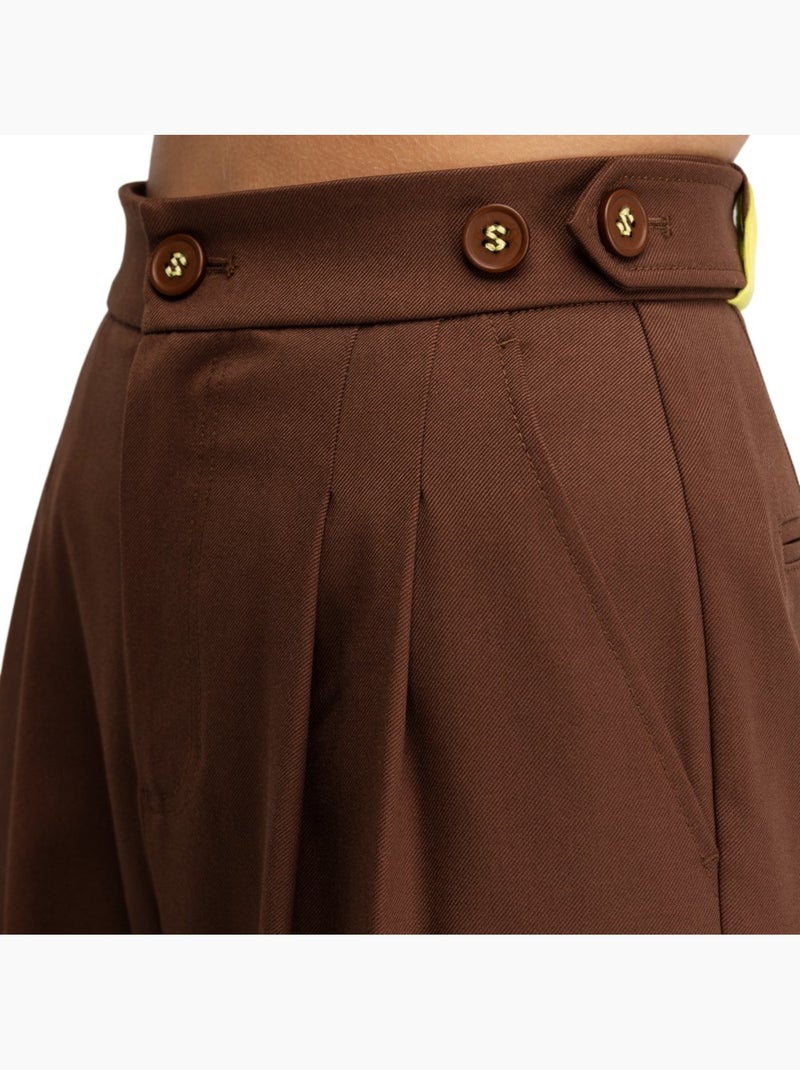 Pantalon à pinces jambes larges femme femme aker-w Marron - Kiabi