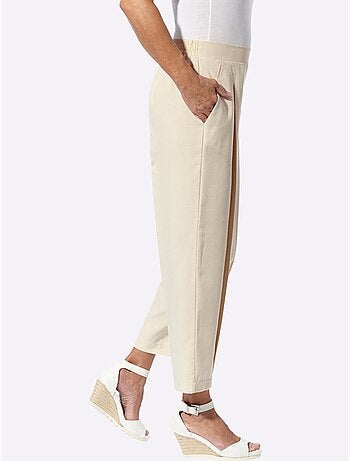 Pantalon à pinces large avec ceinture élastique et poches - Taille standard - Moda Vilona