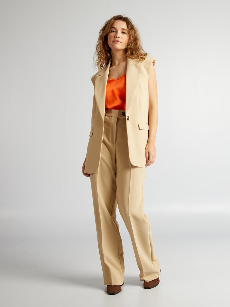 Pantalon à pinces large Beige - Kiabi