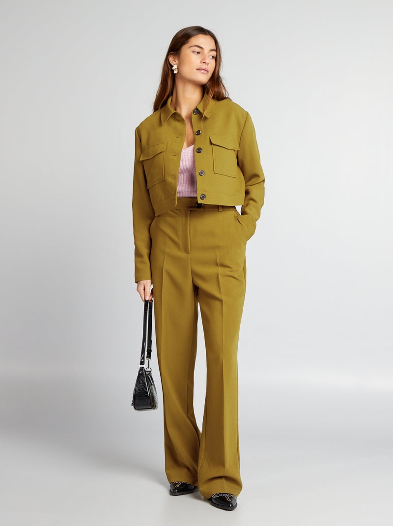 Pantalon à pinces large Kaki - Kiabi