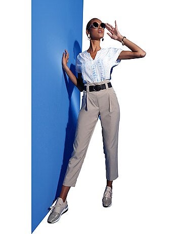 Pantalon à Pinces Qualité Tissée - Taille Courte - helline