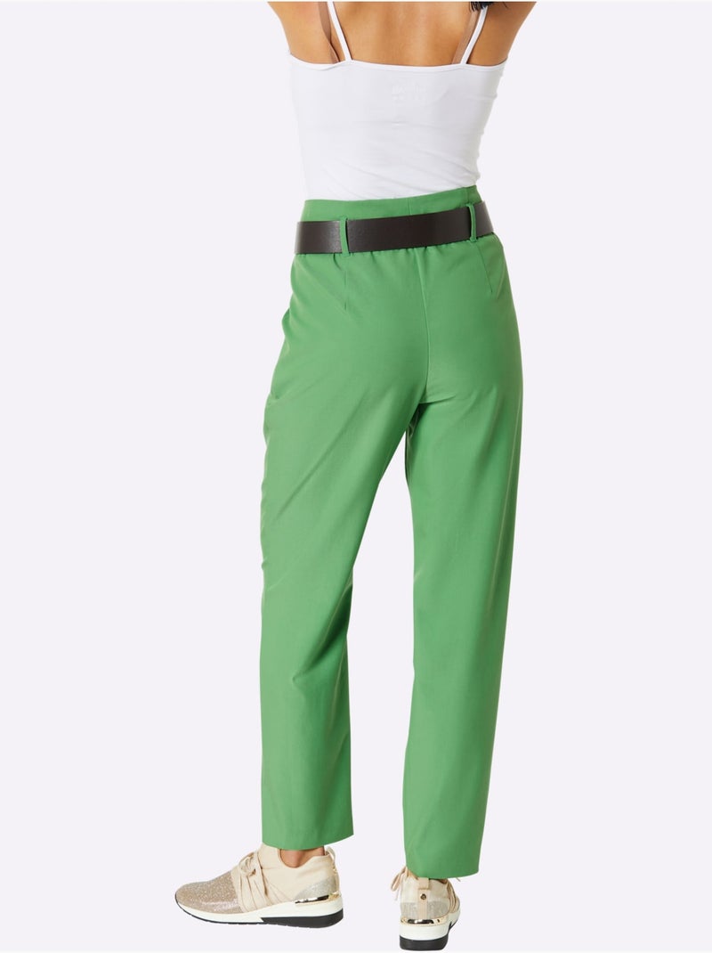Pantalon à Pinces Qualité Tissée - Taille Courte - Helline Vert - Kiabi