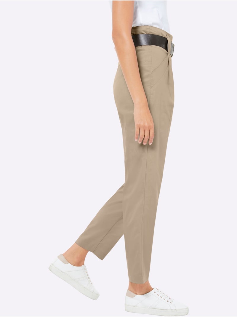 Pantalon à Pinces Qualité Tissée - Taille Standard - Helline Beige - Kiabi