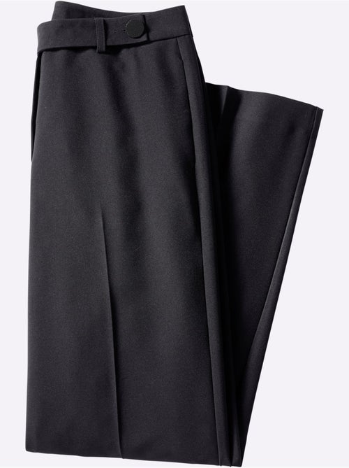 Pantalon à plis avec jambes larges et bouton décoratif - Taille standard - Moda Vilona - Kiabi