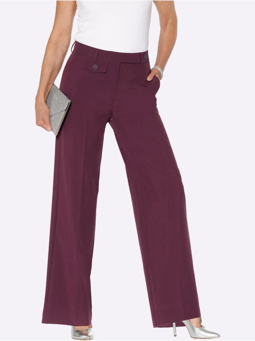 Pantalon à plis repassés avec jambes larges et glissière centrale - Taille standard - Moda Vilona - Kiabi