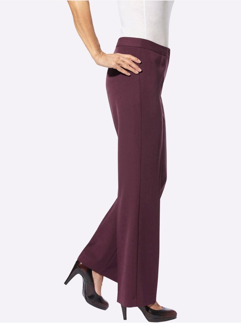 Pantalon à plis repassés et jambes larges - Taille courte - Witt Noir Bordeaux - Kiabi