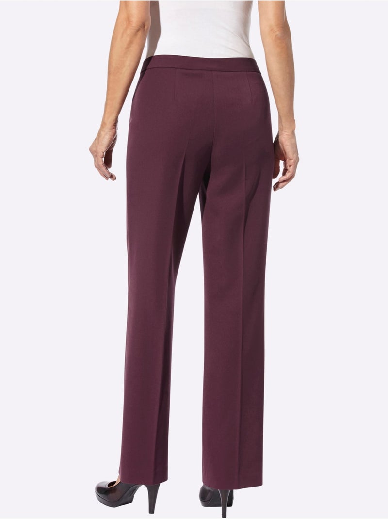 Pantalon à plis repassés et jambes larges - Taille courte - Witt Noir Bordeaux - Kiabi