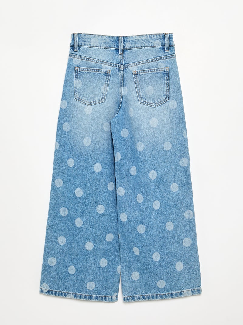 Pantalon à pois en denim Bleu - Kiabi