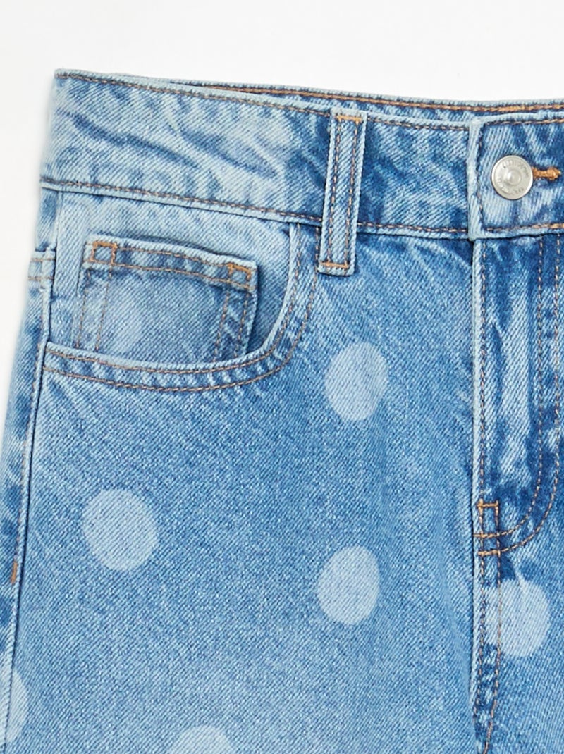 Pantalon à pois en denim Bleu - Kiabi