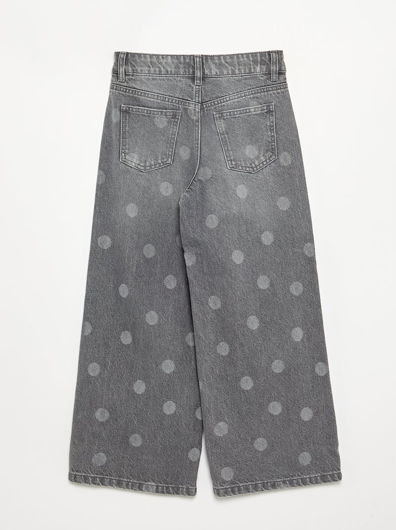 Pantalon à pois en denim Gris - Kiabi