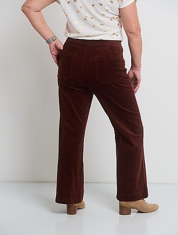 Pantalon à pont en velours coupe flare
