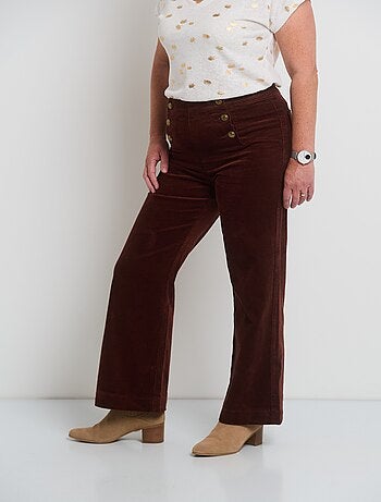 Pantalon à pont en velours coupe flare