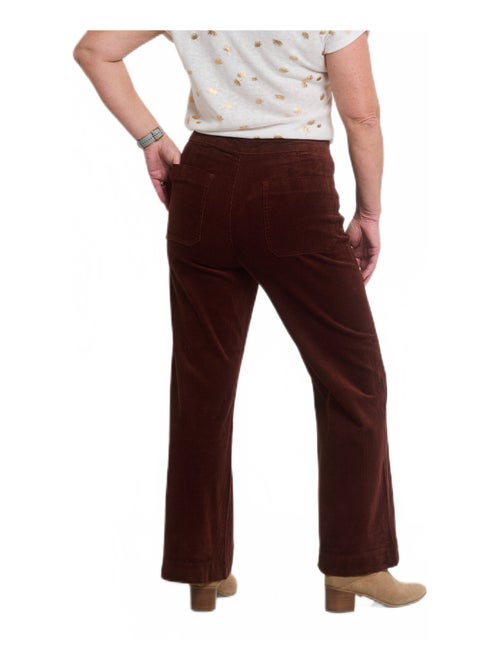 Pantalon à pont en velours coupe flare - Kiabi