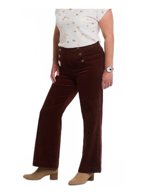 Pantalon à pont en velours coupe flare - Kiabi