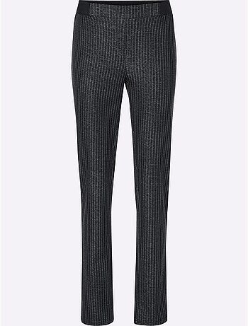Pantalon doux à motif géométrique avec passepoil noir - Taille courte - Moda Vilona