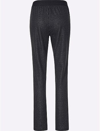 Pantalon doux à motif géométrique avec passepoil noir - Taille courte - Moda Vilona