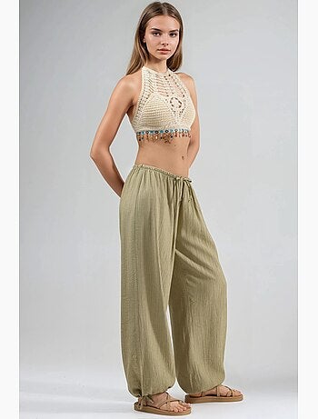 Pantalon à taille élastique avec détail de nœud busem