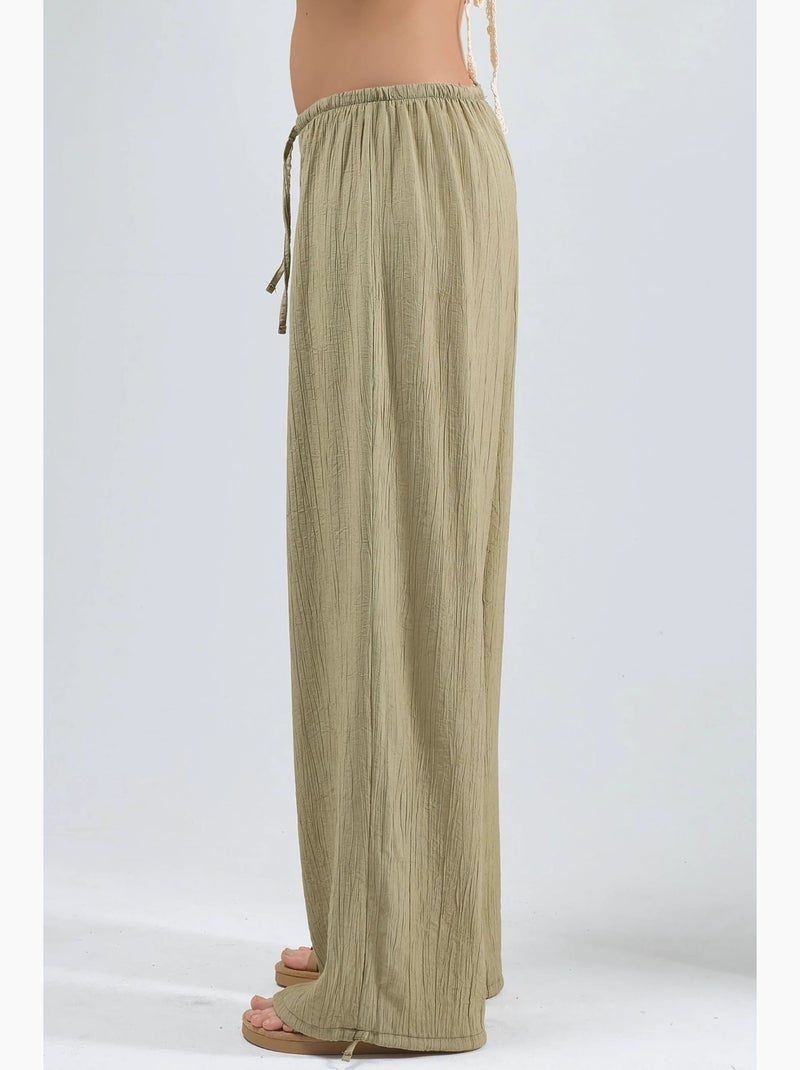 Pantalon à taille élastique avec détail de nœud busem Kaki - Kiabi