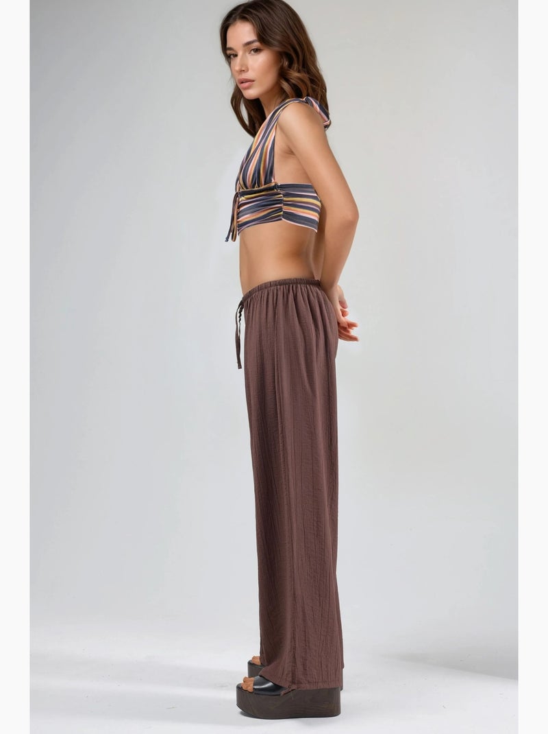 Pantalon à taille élastique avec détail de nœud busem Marron clair - Kiabi