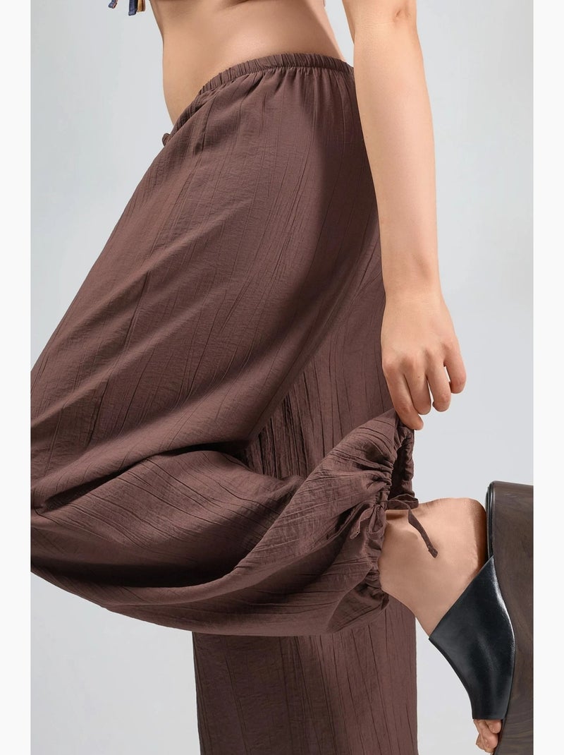 Pantalon à taille élastique avec détail de nœud busem Marron clair - Kiabi