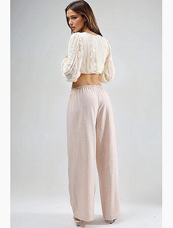 Pantalon à taille élastique avec détail de nœud busem