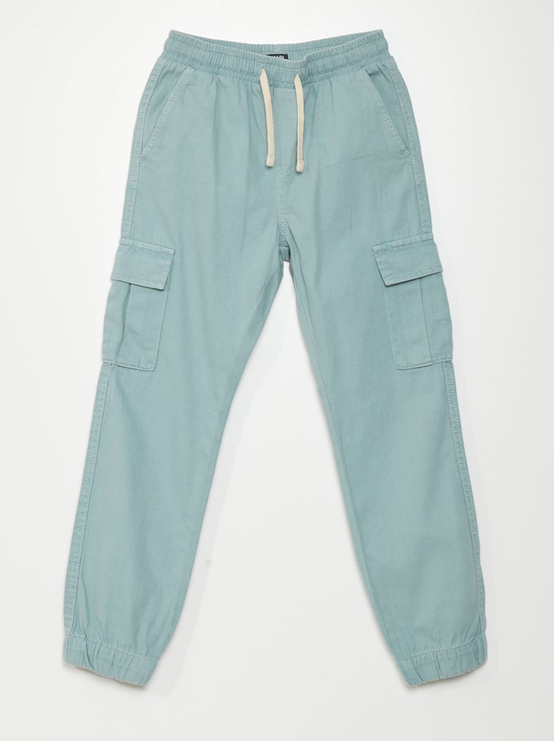 Pantalon à taille élastiquée avec poches Bleu vert - Kiabi
