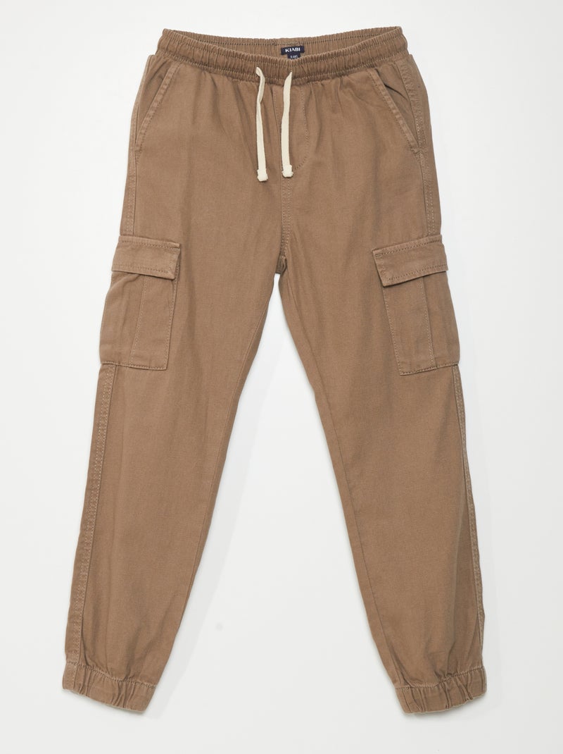 Pantalon à taille élastiquée avec poches Marron - Kiabi
