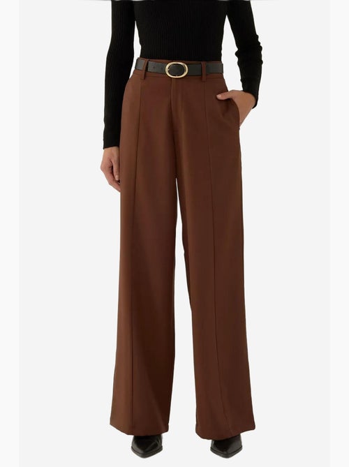 Pantalon à taille haute et jambe large plissée hiccup - Kiabi Pantalon à taille haute et jambe large plissée hiccup - Kiabi