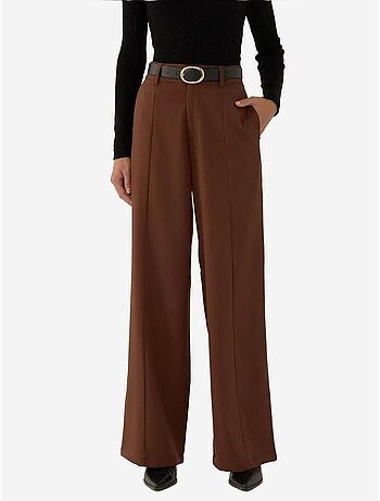 Pantalon à Taille Haute et Jambe Large Plissée