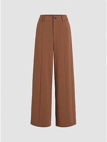 Pantalon à Taille Haute et Jambe Large Plissée
