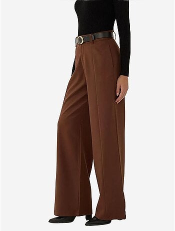 Pantalon à Taille Haute et Jambe Large Plissée
