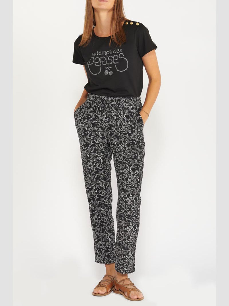Pantalon AAREN droit 'Le Temps Des Cerises' Noir - Kiabi
