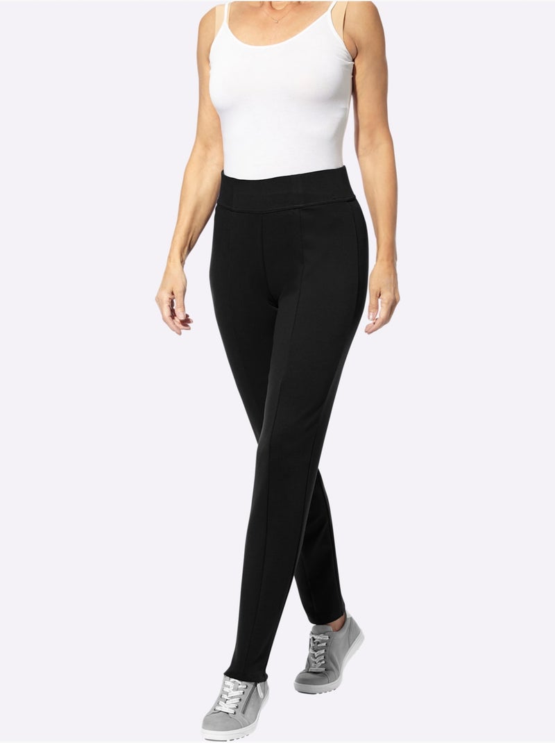 Pantalon ajusté avec ceinture élastique et coutures affinantes - Taille standard - Moda Vilona Noir - Kiabi