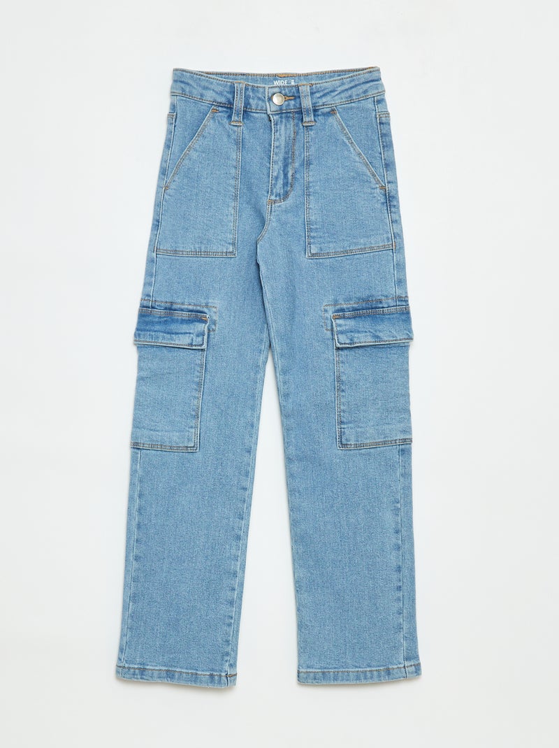Pantalon ajustée avec poches à rabat - coupe + confortable Bleu - Kiabi