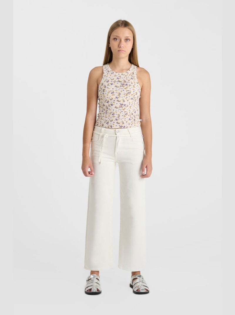 Pantalon ALEXGI flare en jeans 'Le Temps Des Cerises' Blanc - Kiabi