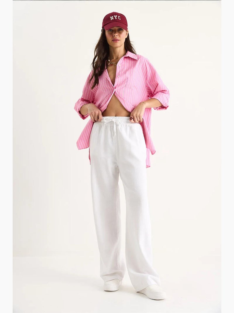 Pantalon ample à jambes larges et cordon de serrage lucci Blanc - Kiabi