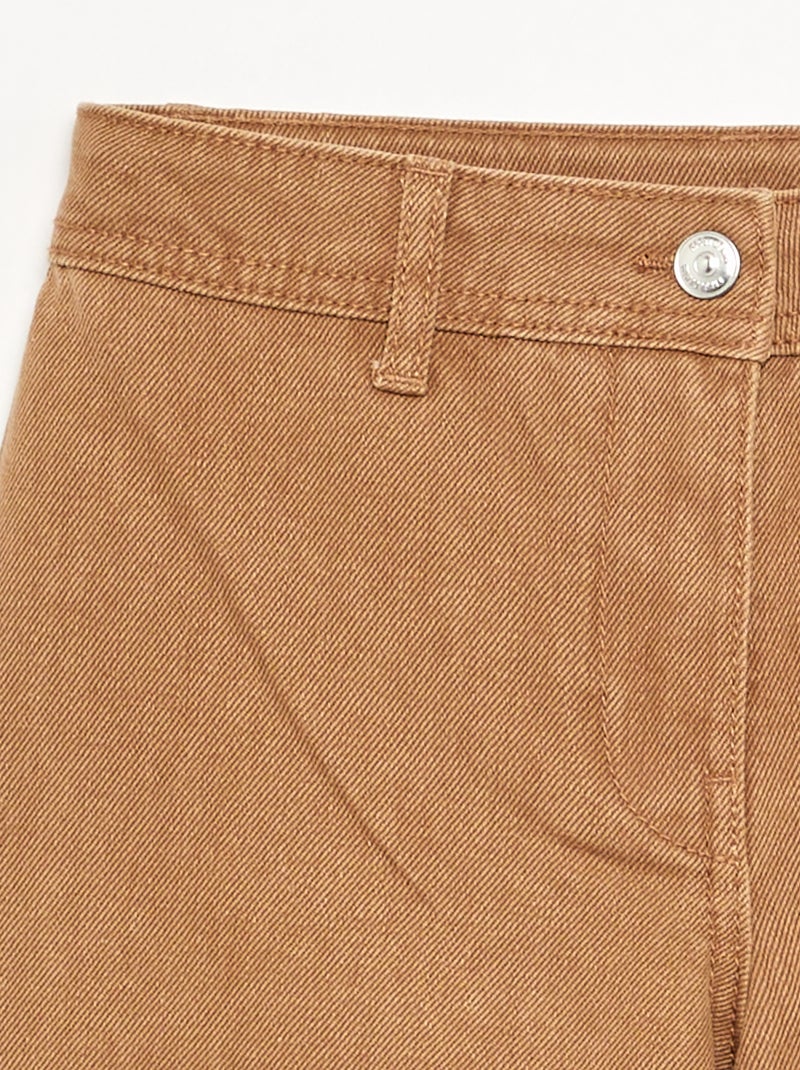 Pantalon ample avec broderies 'fleurs' Marron - Kiabi