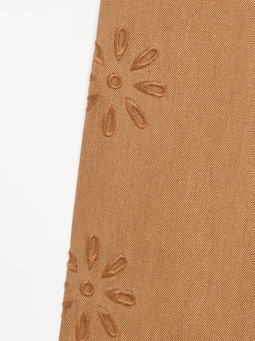 Pantalon ample avec broderies 'fleurs' - Kiabi