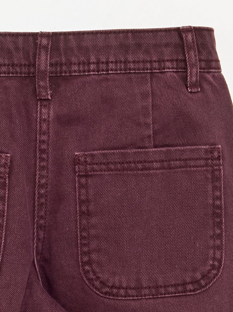 Pantalon ample avec broderies 'fleurs' Violet - Kiabi