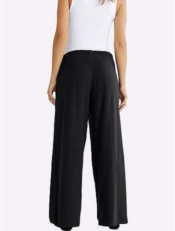 Pantalon ample avec ceinture élastique et 2 poches cousues - Taille standard - Moda Vilona