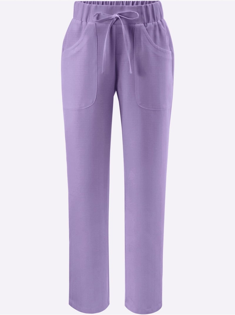 Pantalon ample avec ceinture élastique et deux poches - Taille standard - Moda Vilona Lavande - Kiabi