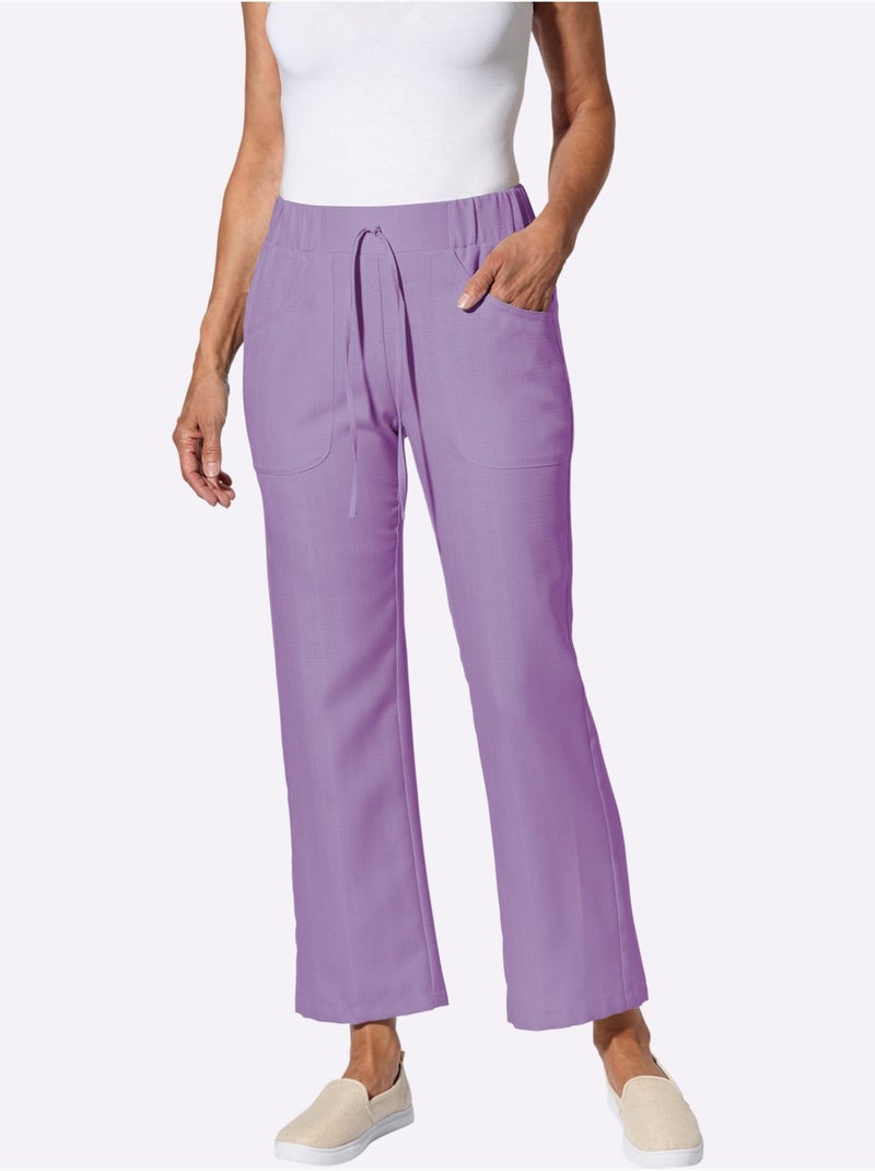 Pantalon ample avec ceinture élastique et deux poches - Taille standard - Moda Vilona Lavande - Kiabi