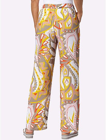 Pantalon ample avec ceinture élastique et motifs floraux - Taille standard - Moda Vilona