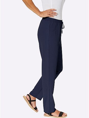 Pantalons fluides à poches avec ceinture élastique et motifs fleuris - taille courte - moda vilona