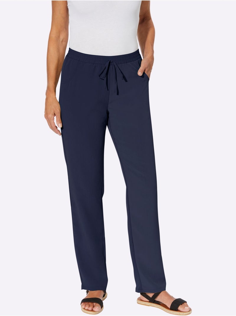 Pantalon ample avec imprimé floral et ceinture à nouer - taille courte - moda vilona Blanc/Marine - Kiabi